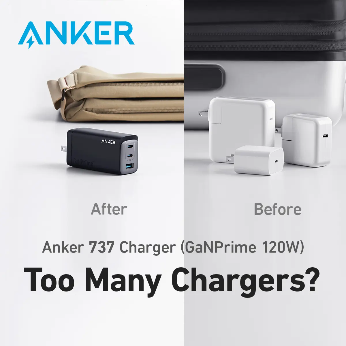 [Củ 120W] Dành cho Laptop | Củ Sạc Anker 3 cổng 2C1A 737 GaNPrime - 120W - Hỗ trợ GaN, PowerIQ - A2148 | BigBuy360 - bigbuy360.vn