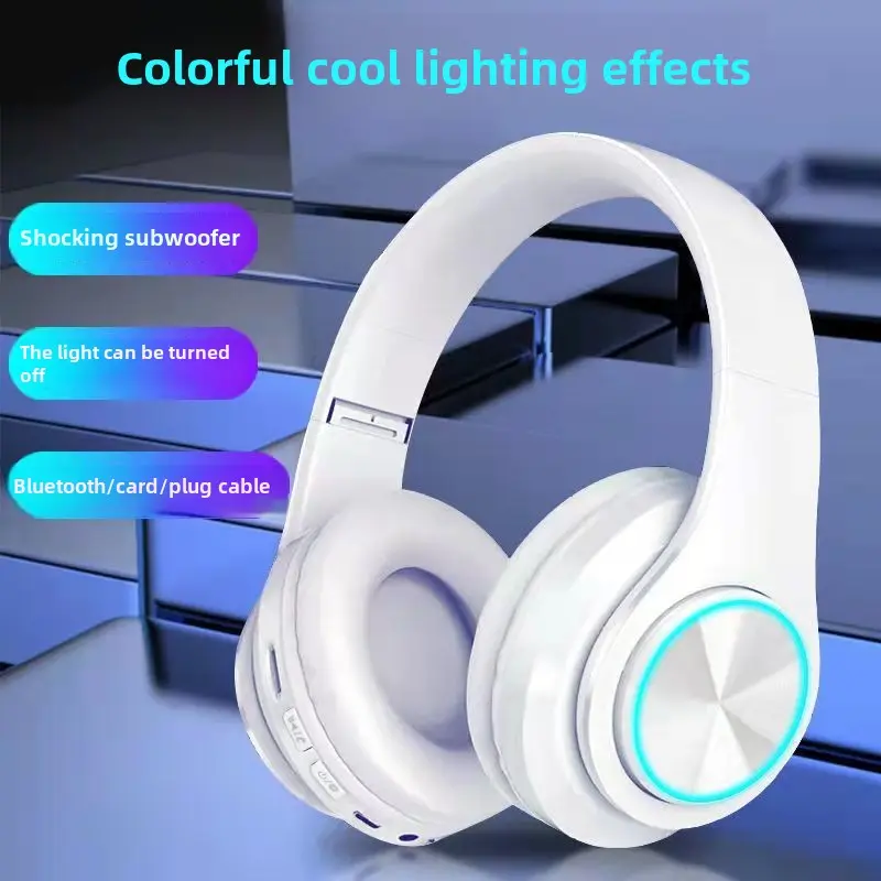 Alat Dengar Bluetooth, Bercahaya, Wayarles, B39, Bateri Hayat Ultra-Panjang, Subwufer, Reka Bentuk Cantik, Sesuai untuk Permainan, Sukan Elektronik, Edisi Khusus Pelajar headphone Audio Earphones Mic