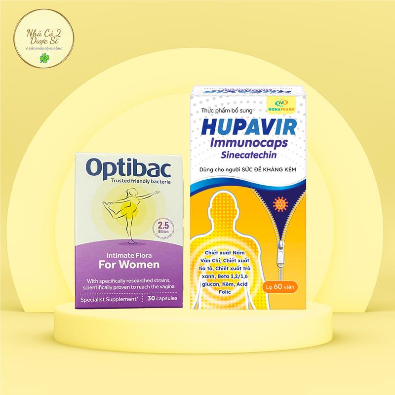 Che tên Bộ Optibac 30 viên Hupavir Immunocaps 60 viên - Hàng chính hãng - Thực phẩm chăm sóc sức khỏe bổ sung men lợi khuẩn Betaglucan cao nấm vân chi tía tô trà xanh kẽm gluconate Tăng đề kháng
