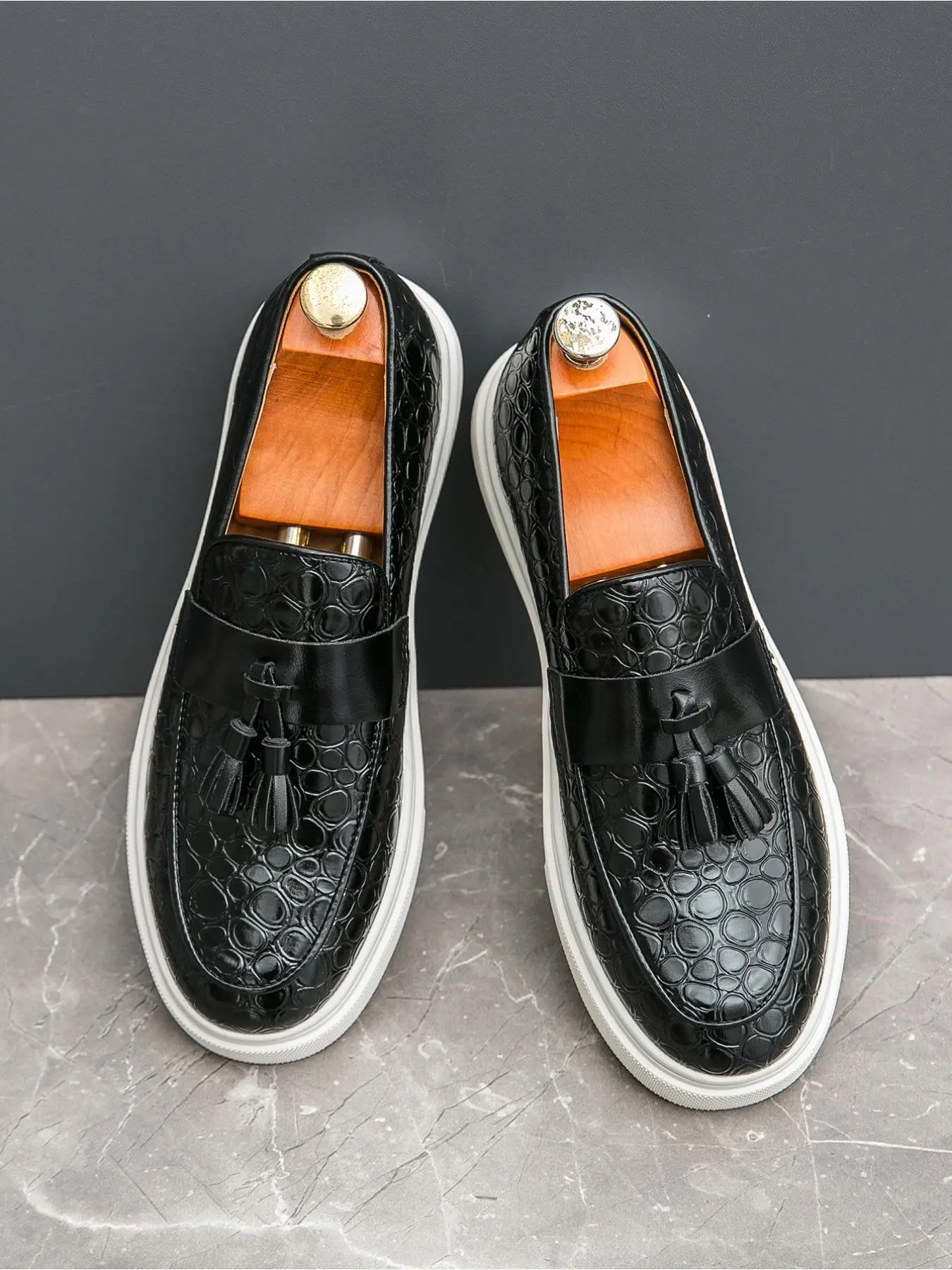 Men's Fashionable Fish Scale Pattern Slip on Loafers, Casual Comfortable Soft Sole Shoes for Daily Wear, Business Style Shoes for Men, Boy
