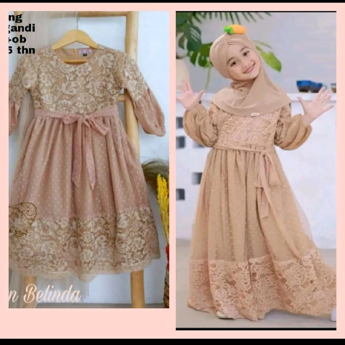 GAUN FASHION ANAK MUSLIM/GAMIS ANAK PEREMPUAN/GAMIS SIMPEL/GAMIS BRUKAT KOMBINASI/ Tile Santai Manis