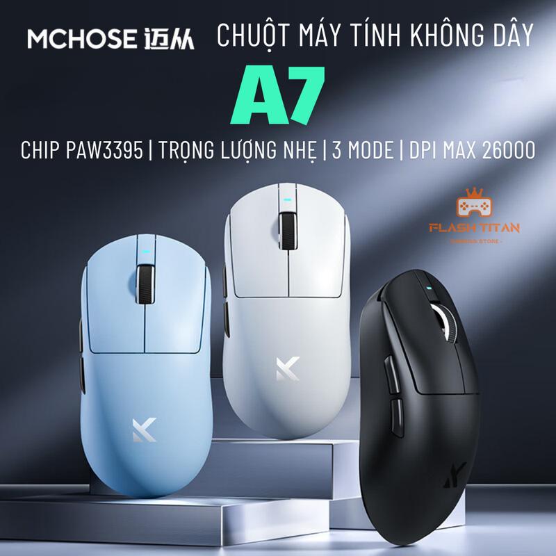 Chuột Máy Tính Không Dây Mchose A7 - 3 Chế Độ Kết Nối - Trọng lượng nhẹ - Dùng cho PC laptop