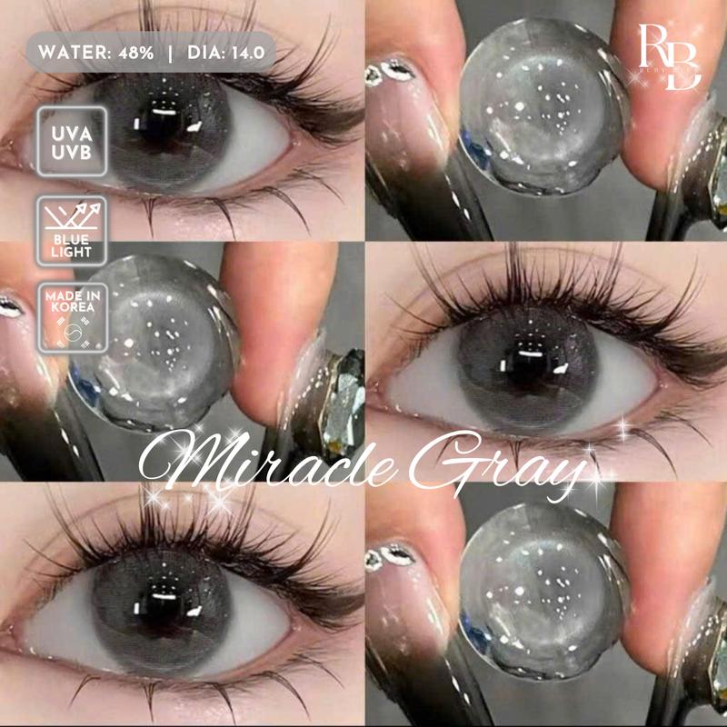   CÓ CẬN  Kính Áp Tròng Lens Mắt Màu Xám Tây Micracle Gray 0-5 Độ Lens Mắt Màu Xám Filter Đối Xứng Tặng Khay Dụng Cụ 