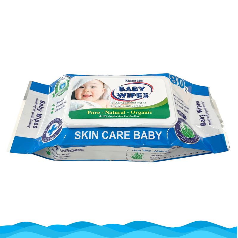 BBWIP-80 1 TÚI Khăn giấy ướt Baby Wipes lau mặt tẩy trang lau giày lau bếp vệ sinh khăn ướt thơm mini bỏ túi cho bé