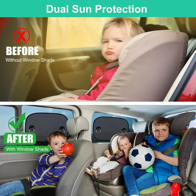Car Sun Shade, Car Window Shades for Baby, Side Windscreen Window Sunshades, 2 Pack Universal Baby Window Shade, Blocking Harmful UV Rays Sun Glare Heat for Baby Kids Pets, 50 x 30 CM 3