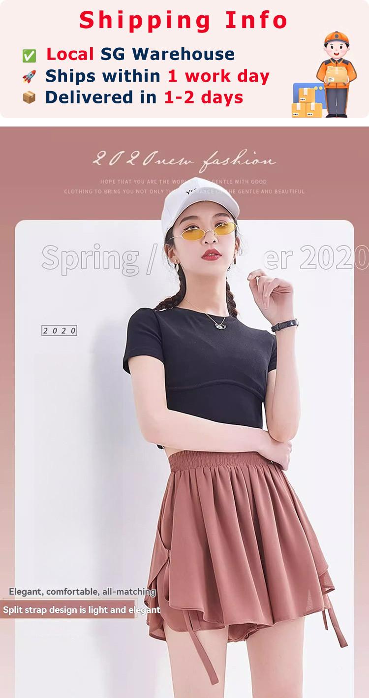 Product Introduction of Women’s Chiffon High Waist Shorts Lightweight Ice Silk Wide Leg Casual Skorts 1