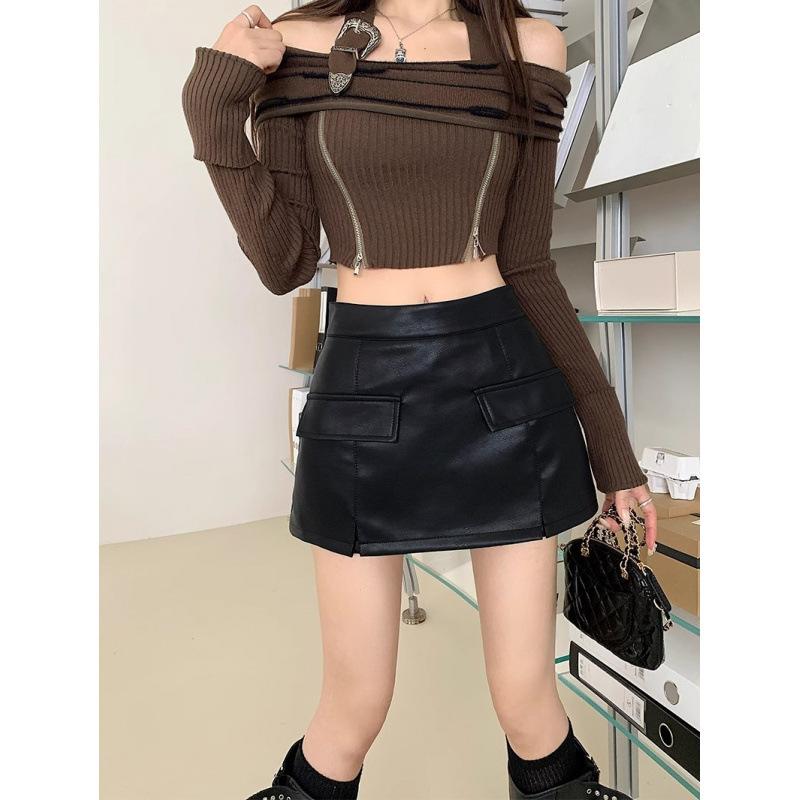 Quần da giả váy quần short da cạp cao dáng ôm có túi da PU mềm mịn đẹp dễ phối đồ thời trang năng động 3