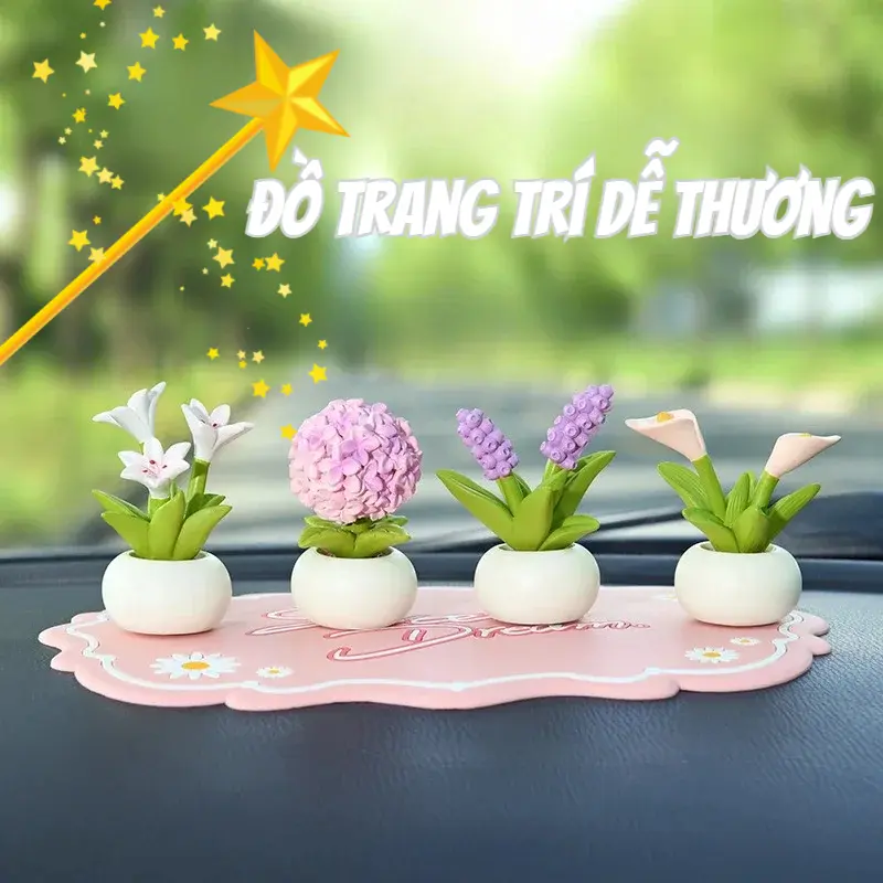 2025 Mới Mini Chậu Hoa Phụ Kiện Xe Mô Phỏng Phim Hoạt Hình Nhựa Phụ Kiện Đồ Trang Trí Đồ Trang Trí Đồ Nội Thất Dễ Thương
