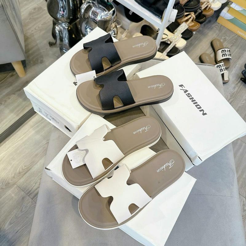 TS Dép nhựa quai Hm siêu hott, chất mềm đi êm, size 35-39, 2 màu trắng đen - Nữ, DéP 5