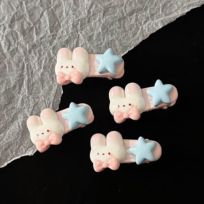 Product Introduction of 2PCS Cute Bunny Star Hair clips Japanese High Appearance Level Sweet Girl Broken Hair Bangs Hairpin Accessories 8