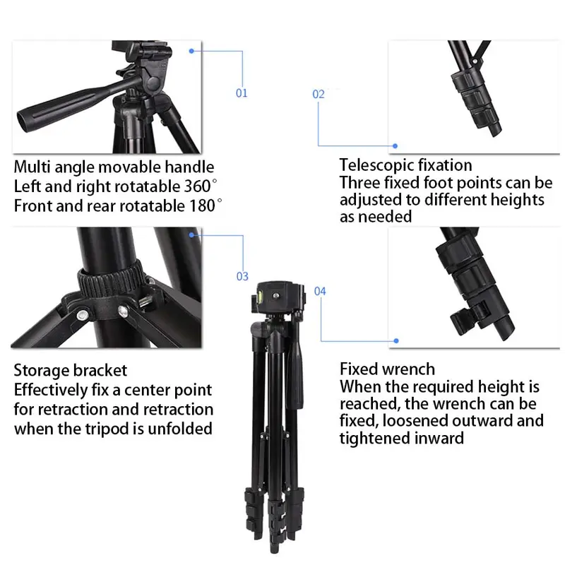 Folding Tripod Stand, Extendable Tripod Stand, Suitable for Camera, DV, Phone, Smartphone, Projector, Fill Light & Telescope, Suitable for Photography 5