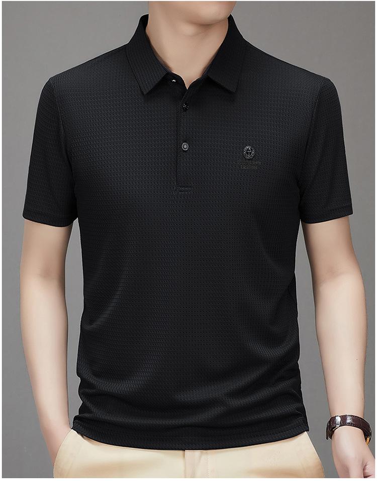 Product Introduction of Men's Polo Shirt, New Collection, Wrinkle-Free Ice Silk Material, Summer Business Collar, High Elastic, Breathable, Premium Ice Feel T-Shirt 21