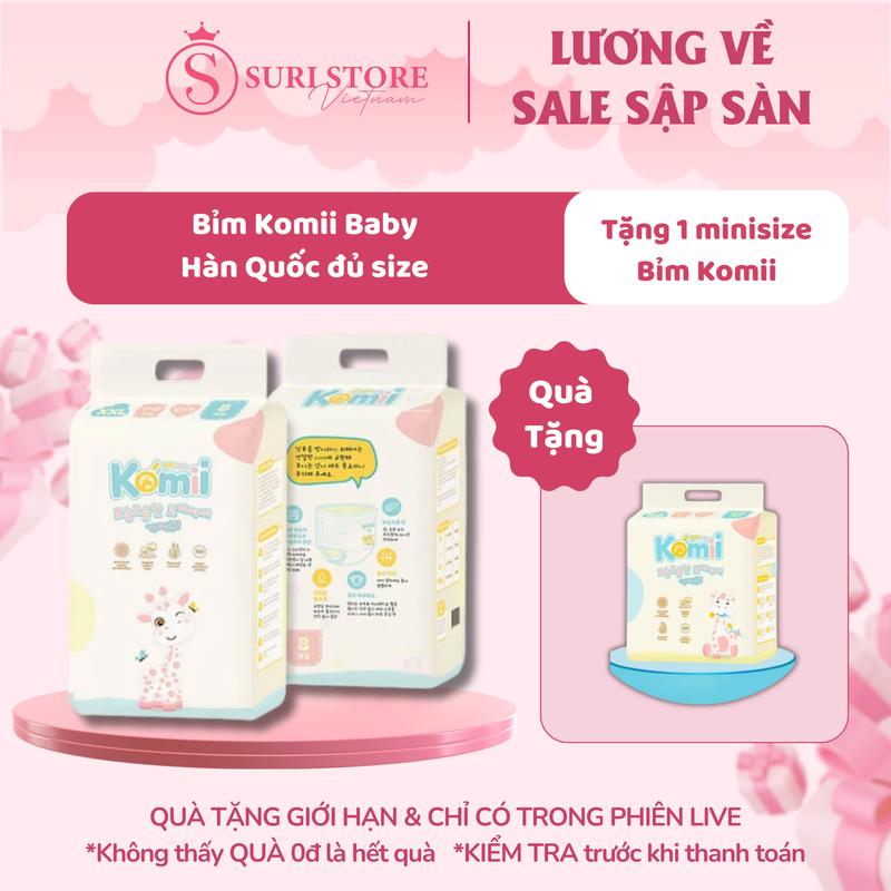 SURI STORE - [ MUA 1 TẶNG 1 BỈM KOMI MINI ] - Tã/ Bỉm Kommii Hàn Quốc dành cho bé - Đủ số từ trẻ sơ sinh