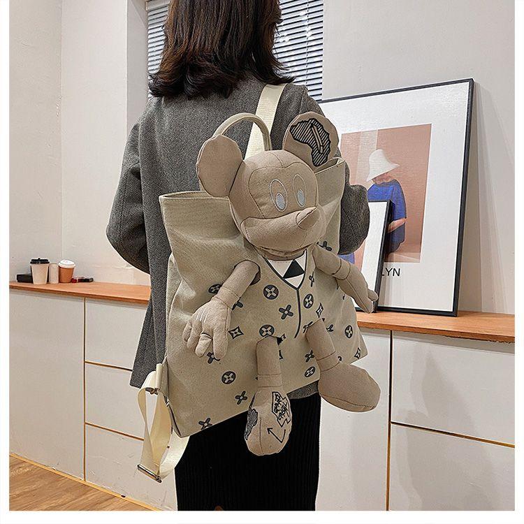 Product Introduction of Ba Lô Vải Bố Búp Bê Mickey, Thời Trang, Phong Cách Phương Tây Thường Ngày Sức Chứa Lớn, Thích Hợp Đi Du Lịch, Túi Đi Học Học Sinh, Hàng Mới Về Năm 2024 Nam Bag Backpack Đeo Vai 26