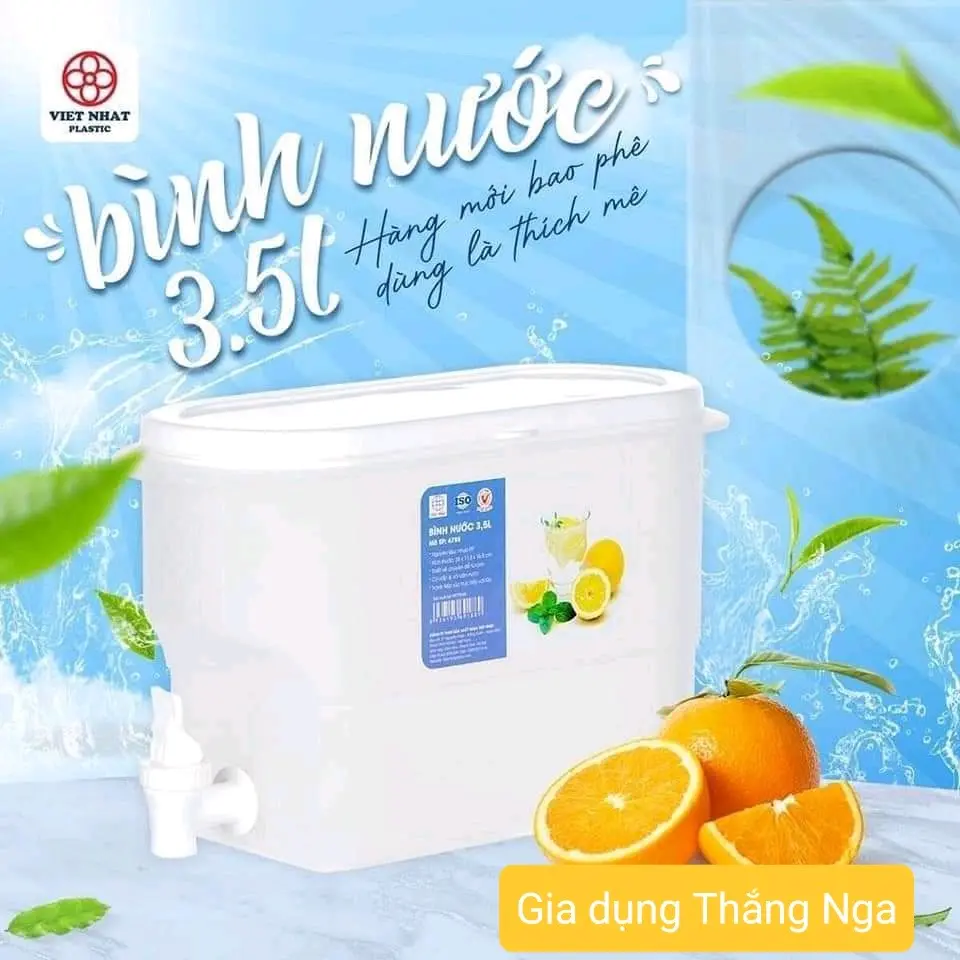 Bình Nước Có Vòi 3.5L Chính Hãng Việt Nhật Nhựa Nguyên Sinh An Toàn Tuyệt Đối