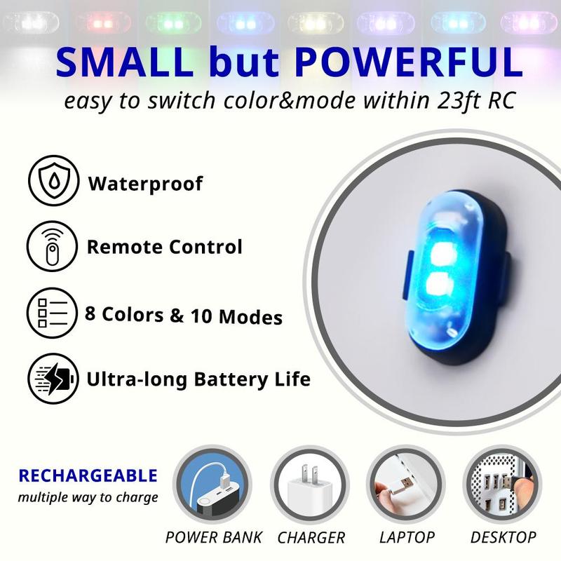 RGB Color Remote Control LED Decoration Light, 1 Set USB Rechargeable LED Light, Waterproof Mini LED Light for Car, Motorcycle, Bike, SUV, Pickup 7
