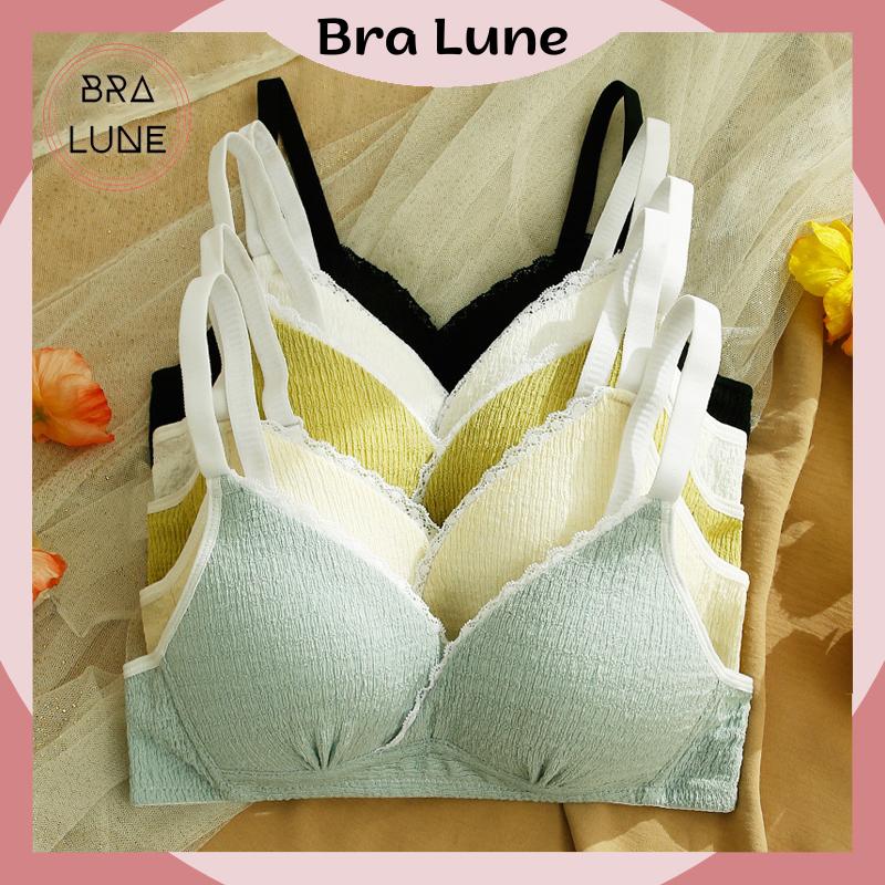 Áo lót nữ cotton không gọng viền ren BRALUNE mã 58 Women Đen 0