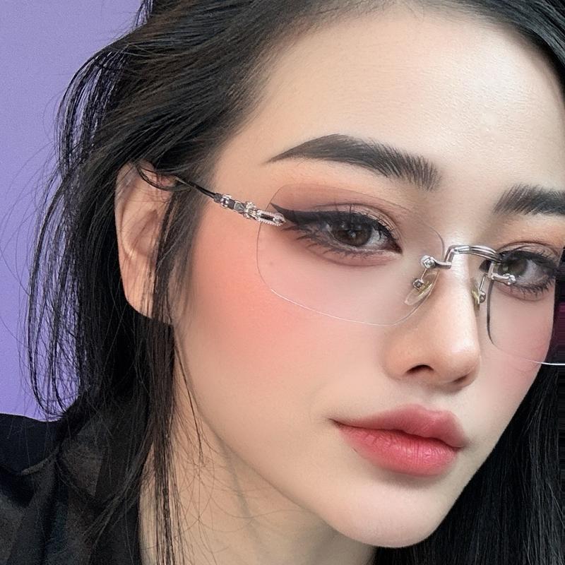 [M71]KÍNH KHÔNG GỌNG CH UNISEX THỜI TRANG CAO CẤP Mắt Kính Titan không viền 【tất cả màu đen 