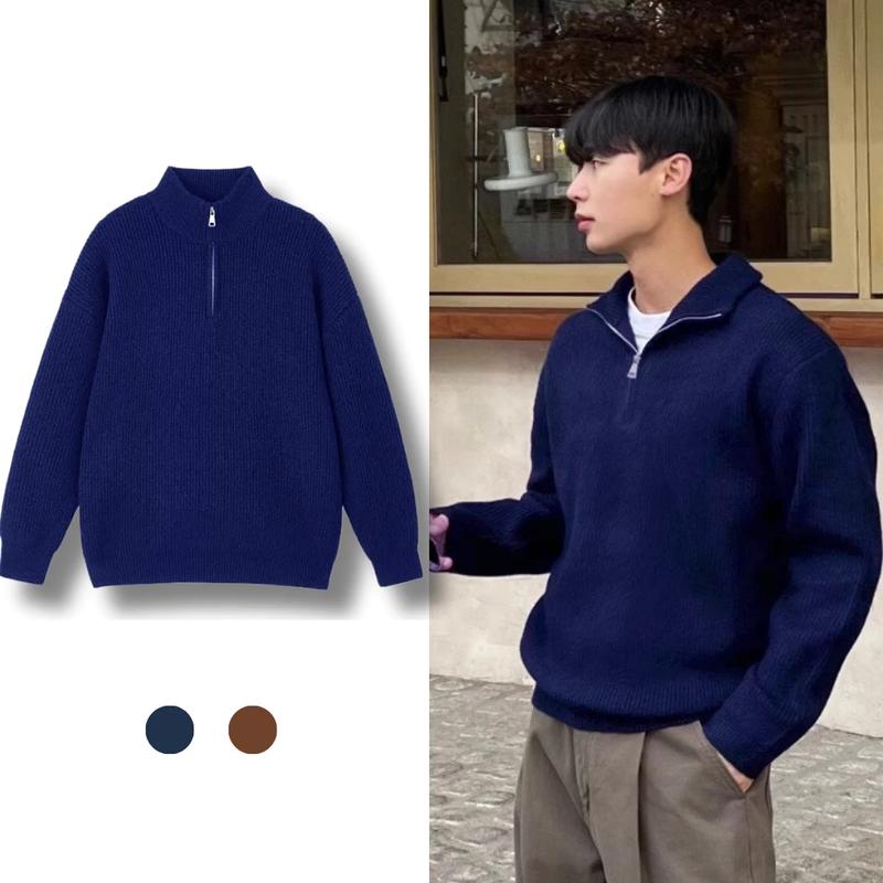 Áo len sweater khoá zip cổ lọ - Form vừa - Chất len lông thỏ Halley N40