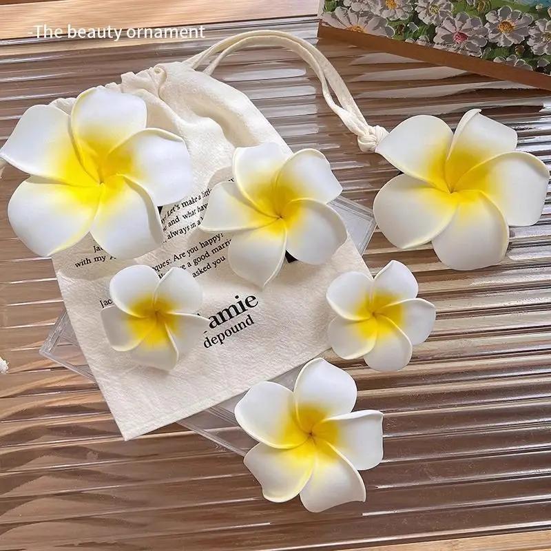 Product Introduction of Fashion Women Plumeria Flower Hair Clips Girls Aesthetic Hairpins Egg Flower Barrette Party Bag Hair Accessories 32