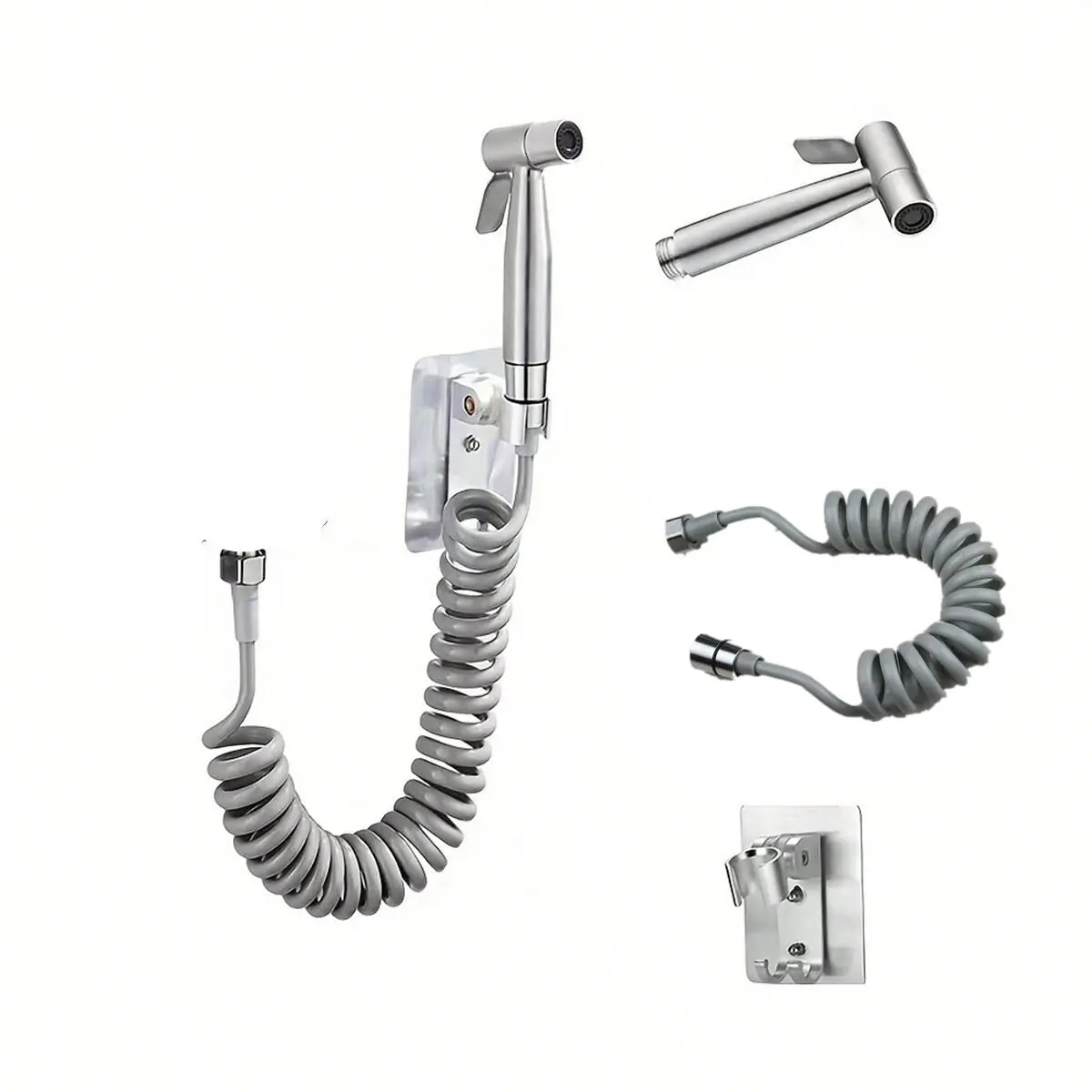 Toilet Bidet Sprayer Kit, 1 Set Toilet Bidet Sprayer with 2m Soft Hose & Adhesive Bracket, Household Handheld Toilet Bidet Sprayer Kit, Bathroom Fixtures