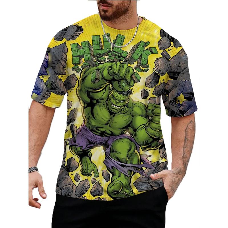 Product Introduction of Fashion Men's T-shirt 3D Hulk Pattern Printing Tee Street Casual  Short Sleeves Round Neck Harajuku Cool Tops 29