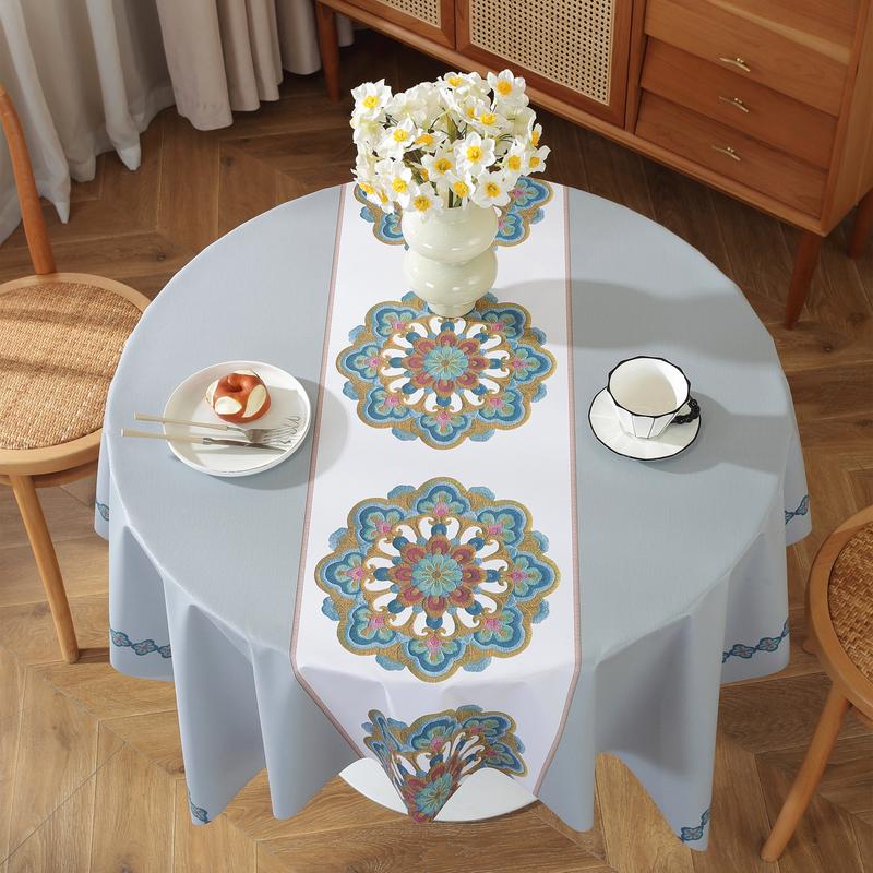 Product Introduction of Round table suitable tablecloth PVC waterproof and anti fouling cover 140 * 140cm small round table square tablecloth outdoor dining table cloth 4 seats 34