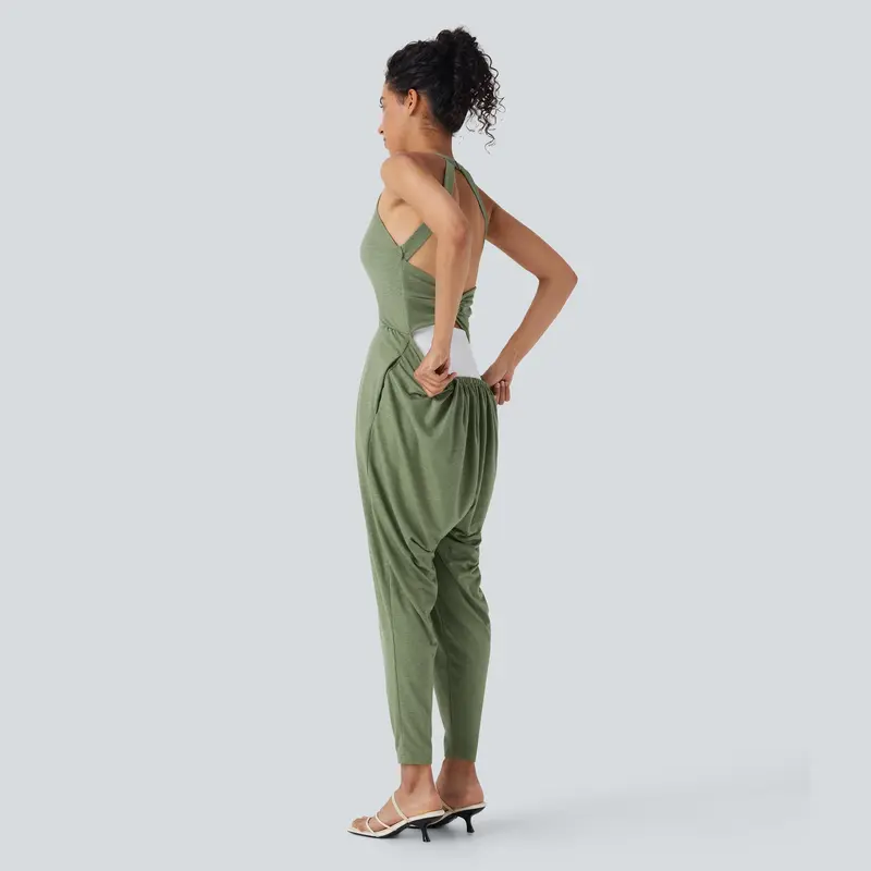 Halara Backless Twisted U Neck Side Pocket Harem Casual Jumpsuit-Easy Peezy Edition, Stretchy Comfortable Fit for Casual Activities #Summer #Summervibes 6