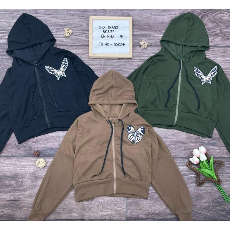 Áo Khoác Nữ Thun Xốp Bigsize Thời Trang Có Nón Cao Cấp Kiểu Bigsize Nữ Xinh Đẹp Dễ Thương Giá Rẻ Freesize 50-95kg En Nho - 2052