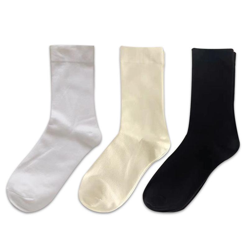 Product Introduction of Socks for Women2024 Spring and Fall New Japan and South Korea Four Seasons Simple Cotton Pile Socks Moon Socks Mid-calf Socks 15