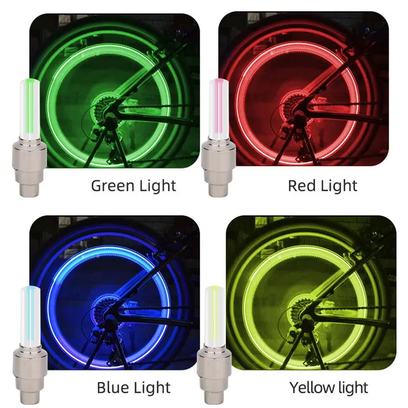Đèn Lung Linh LED Neon Xe Đạp, Bộ 2 Chiếc, Đồ Trang Trí Van, Mũ Niêm Phong Van Bánh Xe Lốp Xe Đạp, Đèn Hậu Nan Hoa Cảnh Báo An Toàn 3