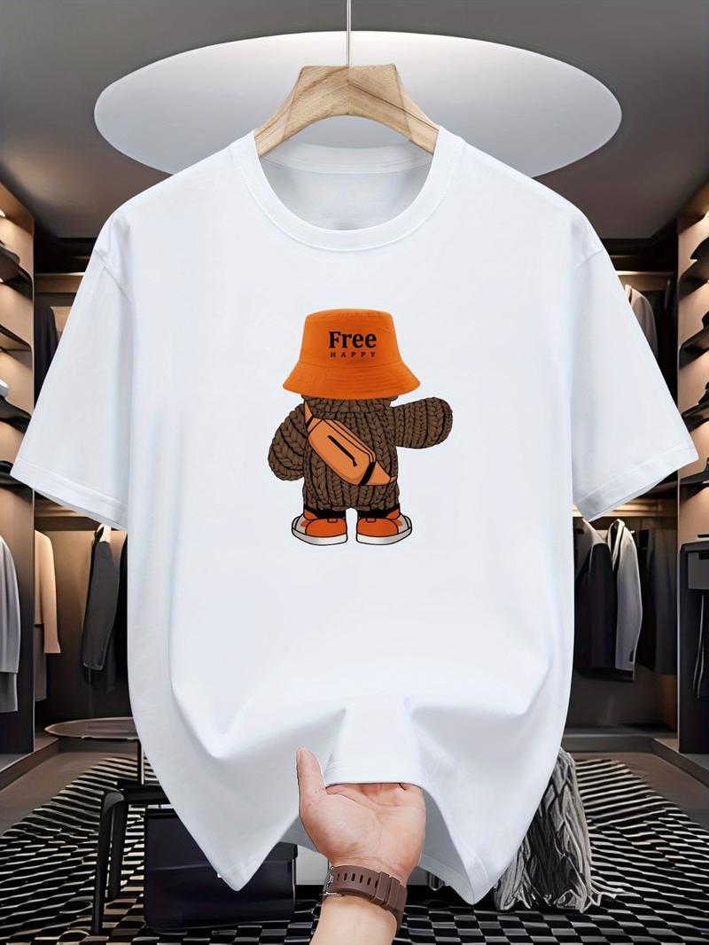 Product Introduction of Kemeja-T Grafik Beruang Teddy Kartun, Untuk Lelaki, Lengan Pendek, Cepat kering, Poliester Bernafas, Kemeja-T Leher Krew, Sesuai untuk Pakaian Luar Musim Panas, Pakaian Lelaki 7