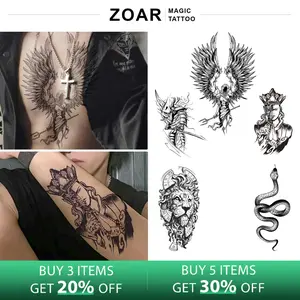 ZOAR-Y26 Stiker Tato Temporary Semi Permanen 【Buddha Singa Ular】Tahan lama Tattoo menempel dekorasi seni untuk pria dan wanita