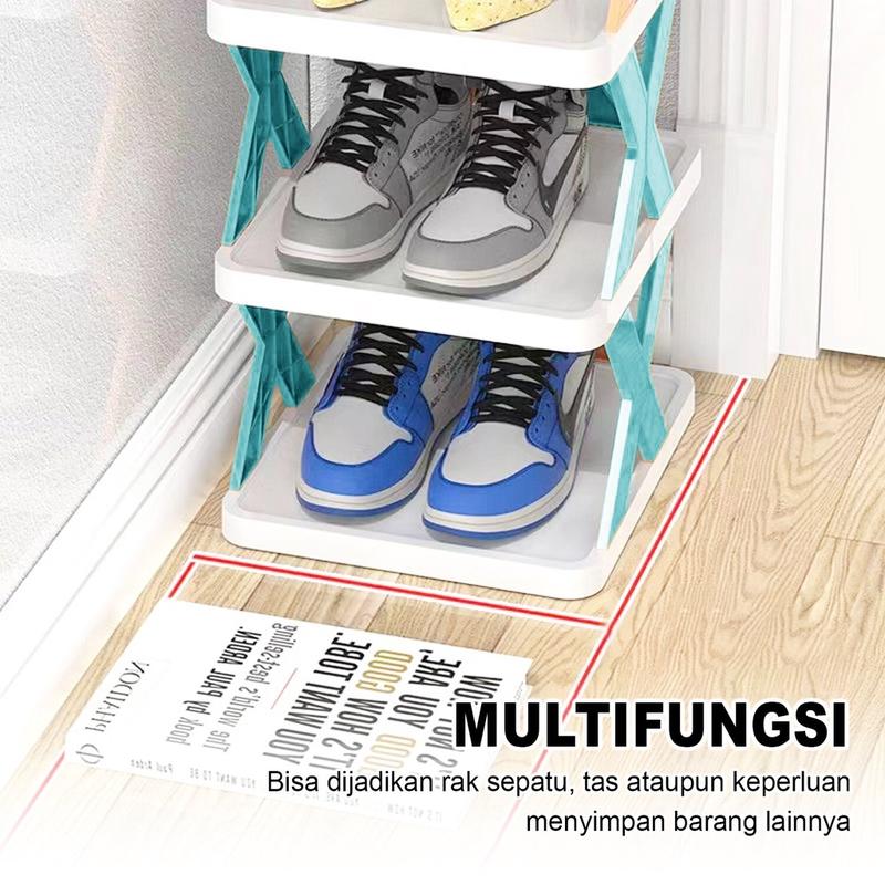 Rak Sepatu Plastik Minimalis X4 X5 X6 X7 Susun Tempat Sepatu Sandal Serbaguna 4