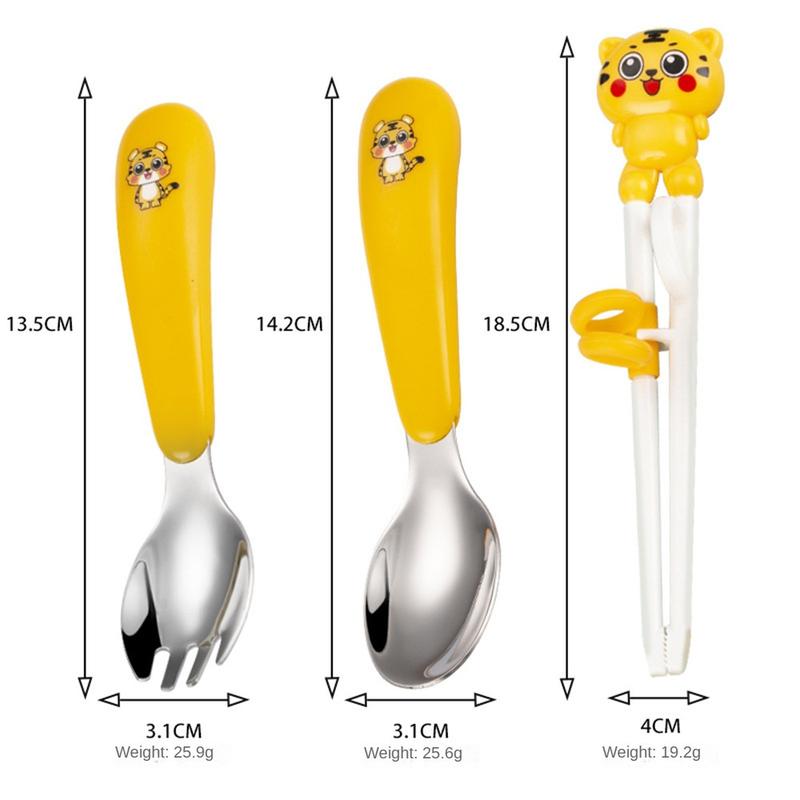 Product Introduction of Bộ Đồ Ăn Hoạt Hình Cho Trẻ Em, 3 Cái, Bao Gồm Nĩa Và Thìa, Được Làm Bằng Thép Không Gỉ 304, Thích Hợp Cho Bé Bú Và Bổ Sung Thực Phẩm, Thìa Tập Luyện Cho Trẻ Sơ Sinh 26