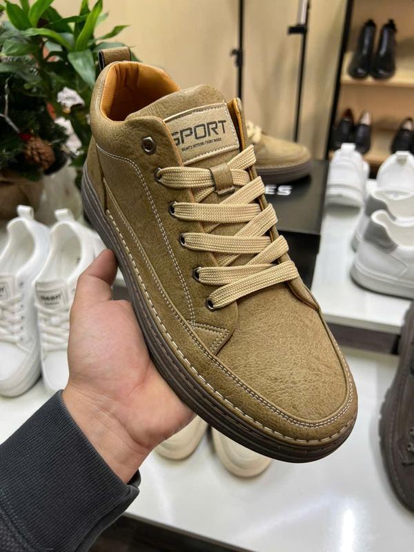 Giày SNEAKER nam 3 màu cổ lửng da NAPPA nâu, đen, kem bee đế cao su đúc tăng chiều cao 3cm