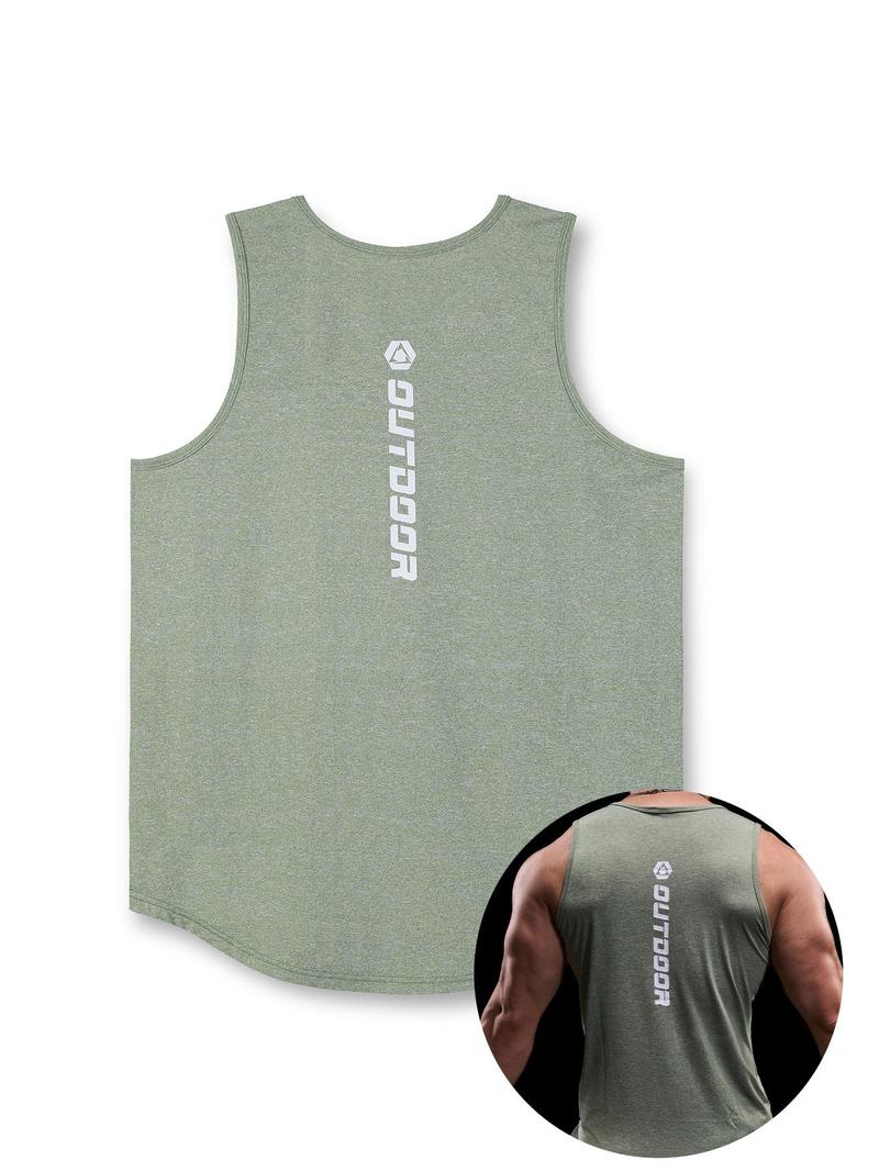 Product Introduction of Men's Letter Print Round Neck Tank Top, Regular Fit Sporty Sleeveless Vest for Gym Workout Running Training, Casual Comfy Breathable Top for Summer 8