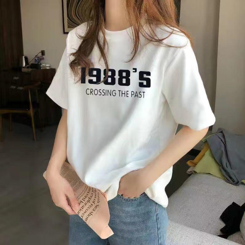 Product Introduction of 2024 Summer New Women's Short Sleeve T-shirt Female Students Korean Style Loose plus Size White T-shirt Top Bottoming Shirt 5