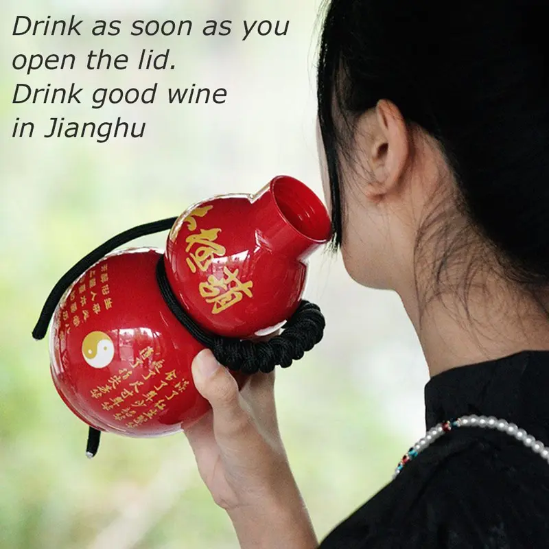 Cốc Nước Thể Thao, Thiết Kế Hình Quả Bầu, Phong Cách Phương Đông, Thần Thoại Đen, Được Làm Bằng Nhựa, Thích Hợp Cho Học Sinh, Nam Và Nữ, Ưa Nhìn, Cầm Tay, Lý Tưởng Để Đựng Nước 1