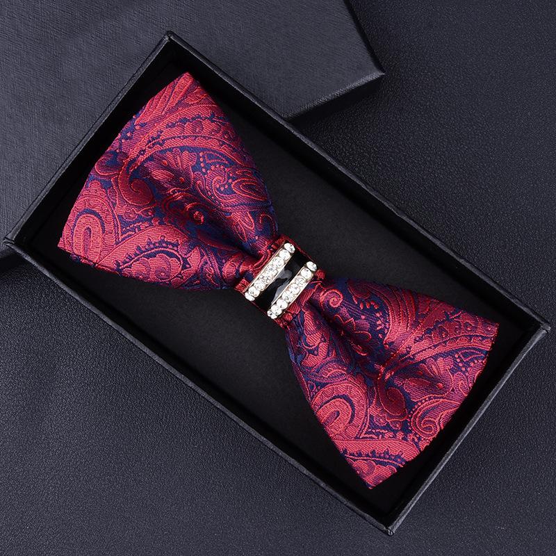Product Introduction of 6*12cm Red Navy Blue Black Bow Ties Butterfly Banquet Polka Dot Floral Bowtie Accessories Double-layer Jacquard Business Gift Wedding for Men 12