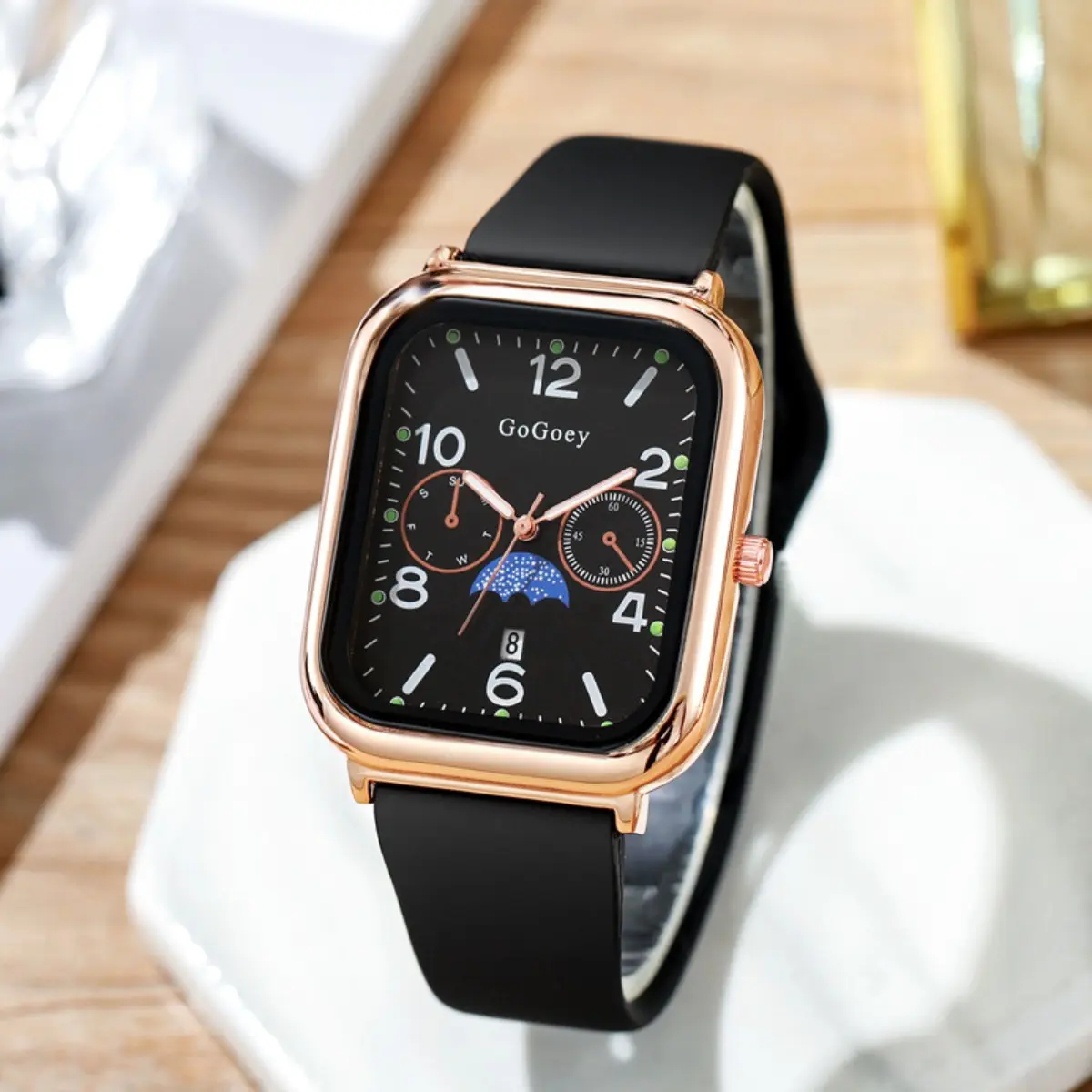 New product light luxury style fashionable men's and women's watches niche high-end students rectangular tape calendar quartz watch