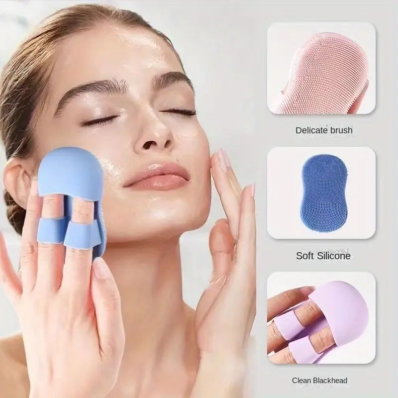 Bộ Cọ Chải Làm Sạch Da Mặt, Thủ Công, Silicon Mềm, Cọ Ngón Tay Để Tẩy Trang, Làm Sạch Mũi & Cánh, Dụng Cụ Chăm Sóc Da Nhẹ Nhàng Không Mùi, Thích Hợp Để Làm Sạch Lỗ Chân Lông Sâu