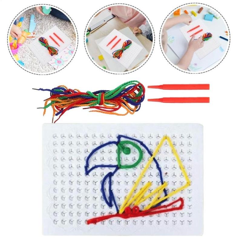 Gifts Handmade Children's DIY Threading Board Threading Toy Colorful ...