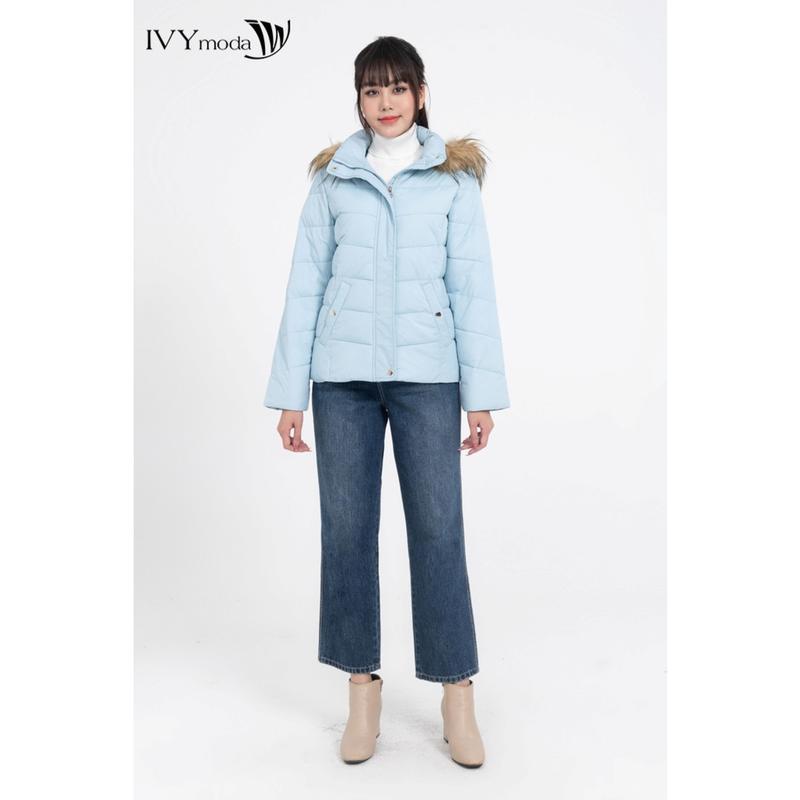 [OUTLET-Không đổi trả] Áo phao cổ mũ viền lông nữ IVY moda MS 70B9103