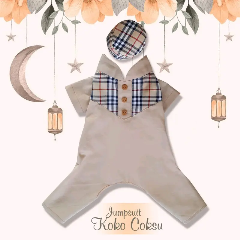 Baju Jumpsuit Koko Anjing Kucing Brbery Free Topi Ramadhan Edition 1
