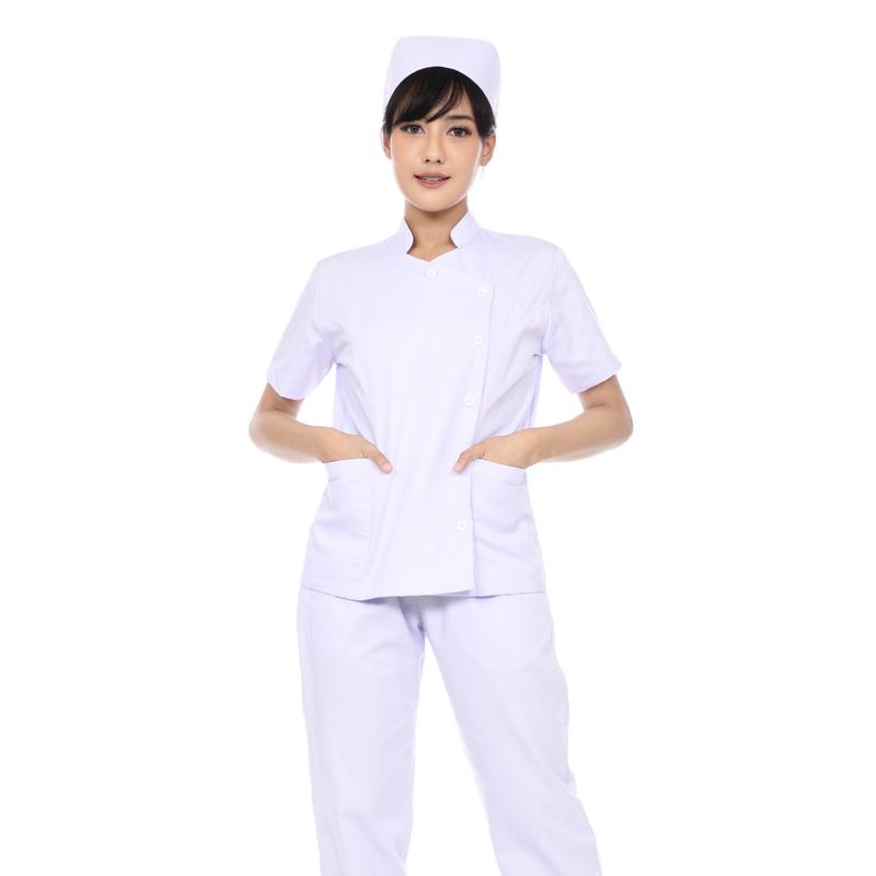 Mediscrub Setelan Baju Celana Medis Kerah Shanghai Lengan Pendek Wanita 3