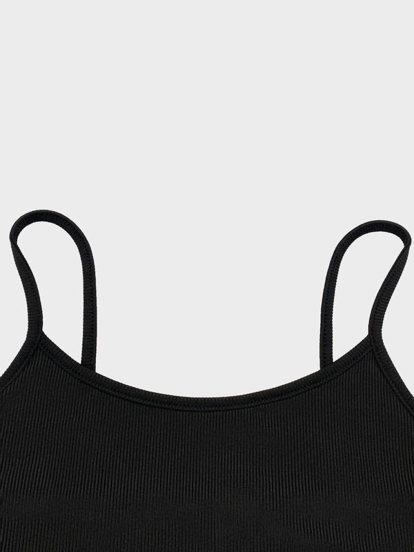 Women's Solid Ribbed Crop Cami Top & Drawstring Waist Shorts Two Piece  Lounge Set, Casual Sleeveless Crop Top & Shorts, Co-ords Set, Cute Sets Outfits Comfy, Summer Sets, Co Ords for Women 2