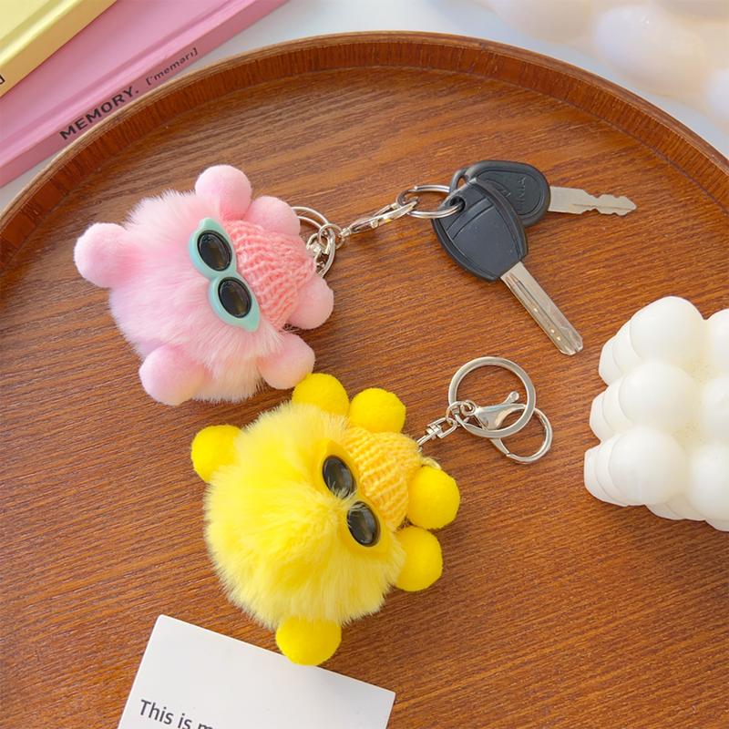 Product Introduction of Cartoon Rex Rabbit Pendant Keychain Korean Cute Plush Pompons Keyring Fashion Bag Key Pendant for Women Girl Deco Gift 17