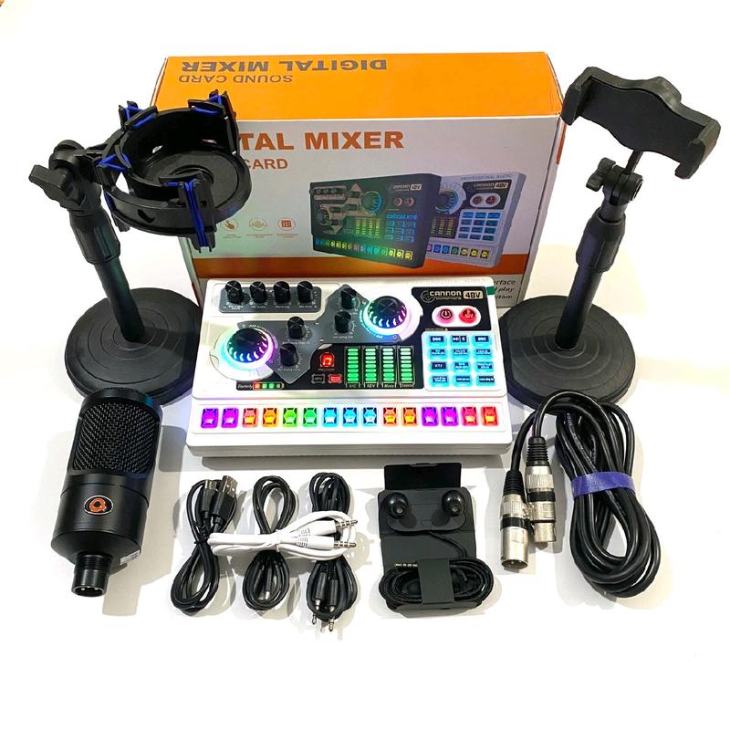 Bộ X5 míc 48V AQTA Q1 gồm [kèm giá đỡ mic, giá đỡ điện thoại, tai nghe, dây míc, dây live, dây lấy nhạc] full phụ kiện. Dùng hát livestream, thu âm. Mic livestream, phụ kiện