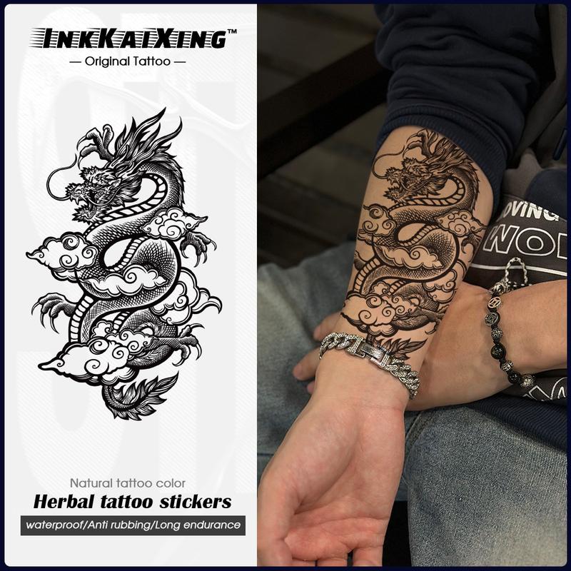 Hình Xăm Tạm Thời Thảo Dược 3D, Thiết Kế "Drago", Không Thấm Nước, Chống Chà Xát, Lâu Trôi, InkKaiXing, Kéo Dài Khoảng 1-2 Tuần